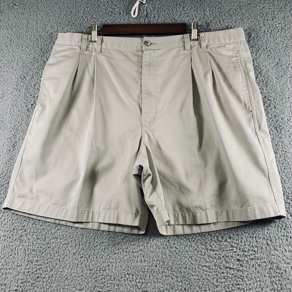 Greg Norman Chino Shorts Men's Pleated 100% Cotton Beige Size 40 Inseam 7" - Picture 1 of 12